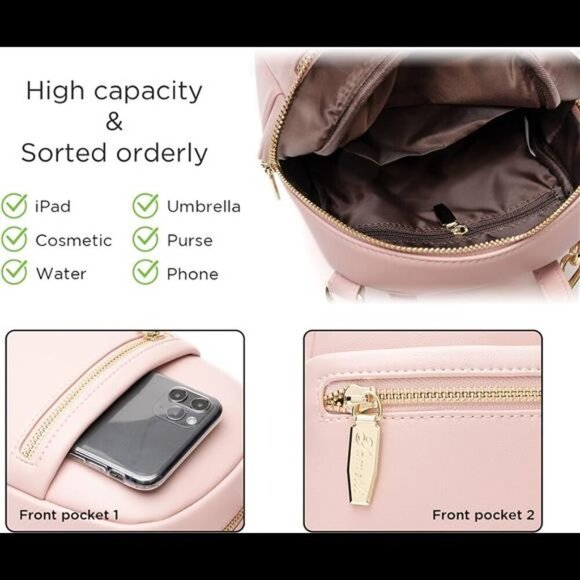 Mini Backpack Purse Cute Leather Backpack Women Small Shoulder Bag Handbags Blue - Picture 5 of 7